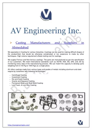 Casting Manufacturers and Suppliers in Ahmedabad