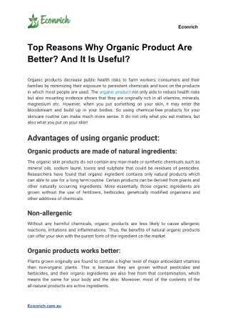 Top Reasons Why Organic Product Are Better? And It Is Useful?