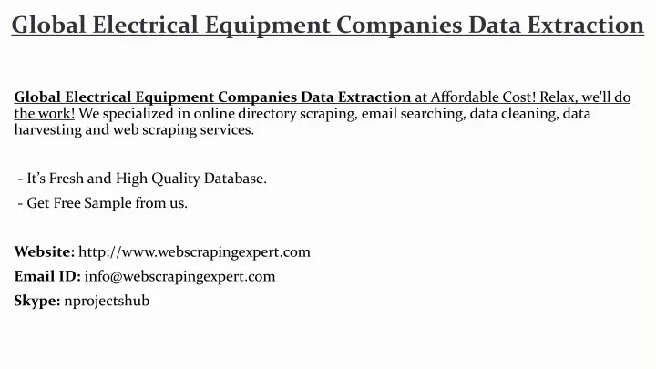 global electrical equipment companies data extraction