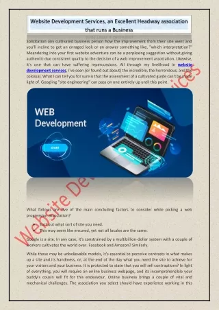 Website Development Services, an Excellent Headway association that runs a Business