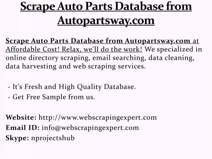scrape auto parts database from autopartsway com