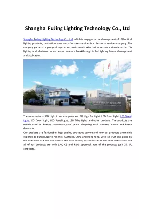 Shanghai FuJing Lighting Technology Co., Ltd