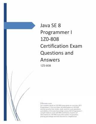 java se 8 programmer i 1z0 808 certification exam