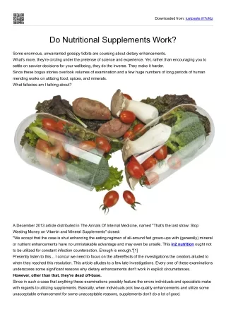 Do Nutritional Supplements Work?