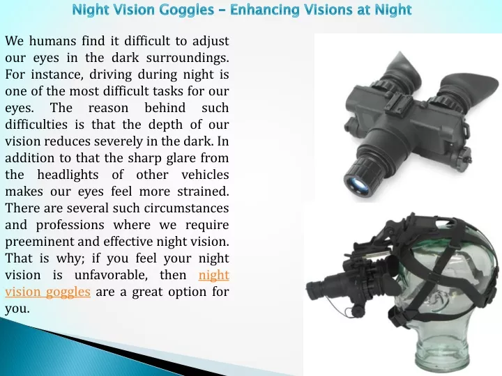 night vision goggles enhancing visions at night