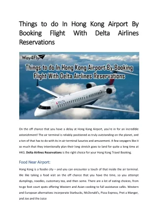 Things to do In Hong Kong Airport By Booking Flight With Delta Airlines Reservations