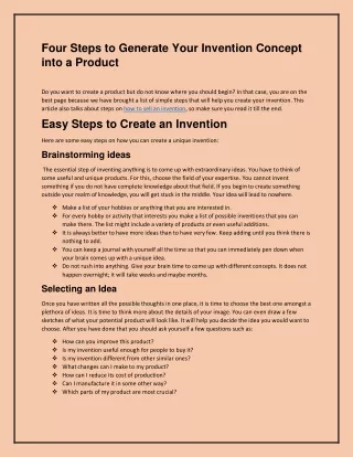 four steps to generate your invention concept