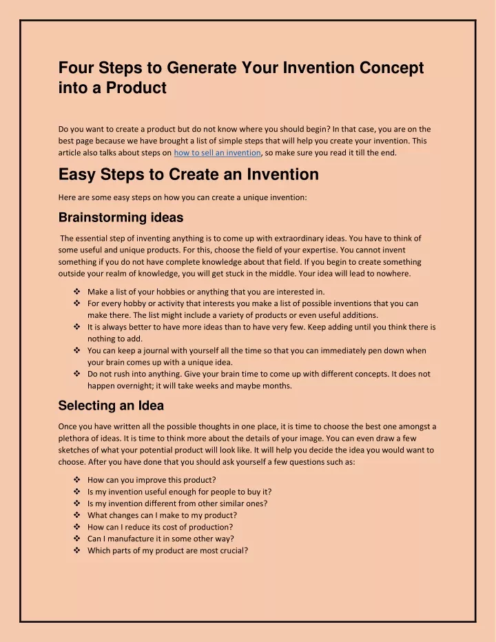 four steps to generate your invention concept