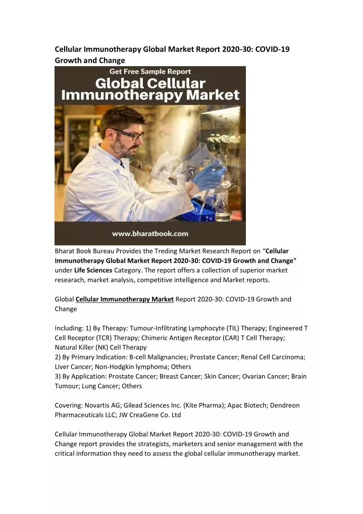 cellular immunotherapy global market report 2020