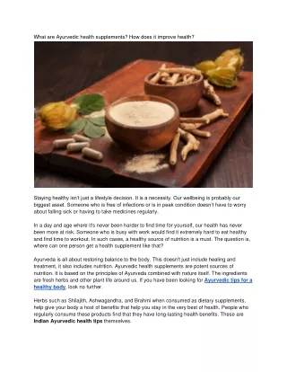 what are ayurvedic health supplements how does