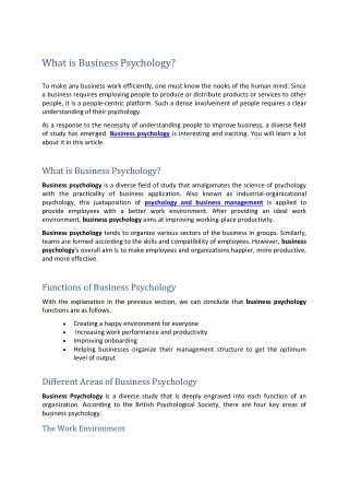 What is Business Psychology?