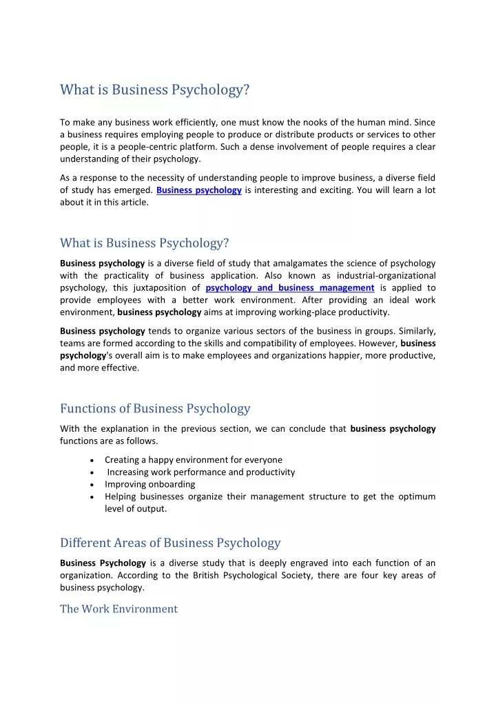 what is business psychology