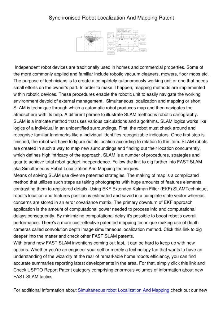 synchronised robot localization and mapping patent