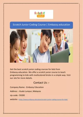 Scratch Junior Coding Course | Embassy.education