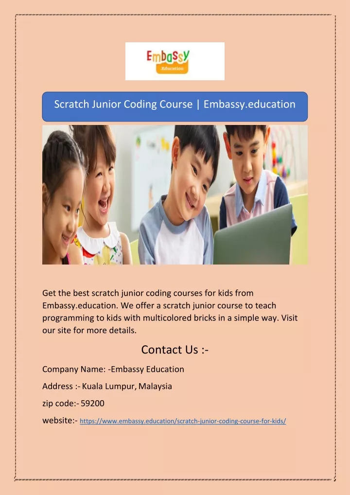 scratch junior coding course embassy education