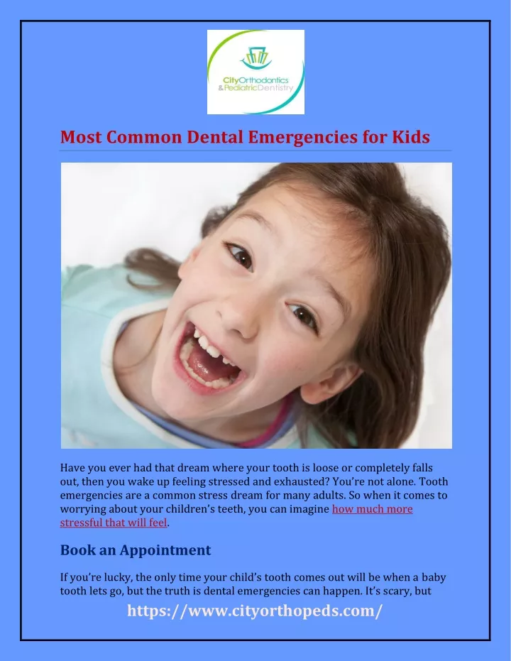 most common dental emergencies for kids
