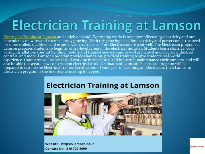 electrician training at lamson