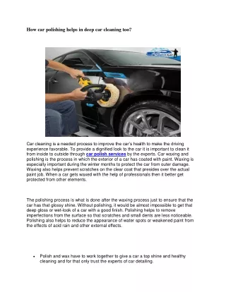 how car polishing helps in deep car cleaning too