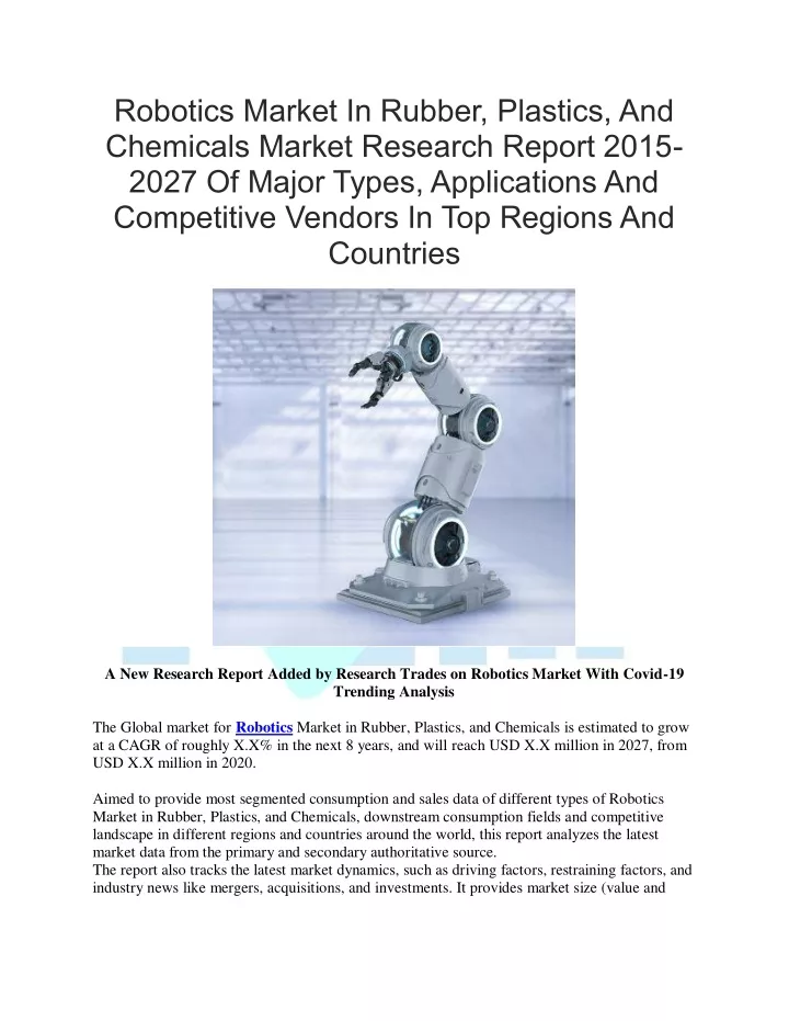 robotics market in rubber plastics and chemicals