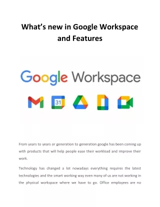 What’s new in Google Workspace and Features