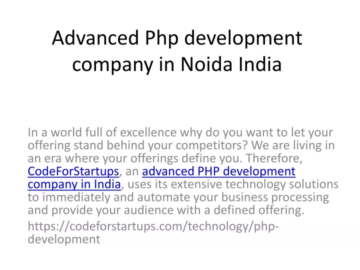 advanced php development company in noida india