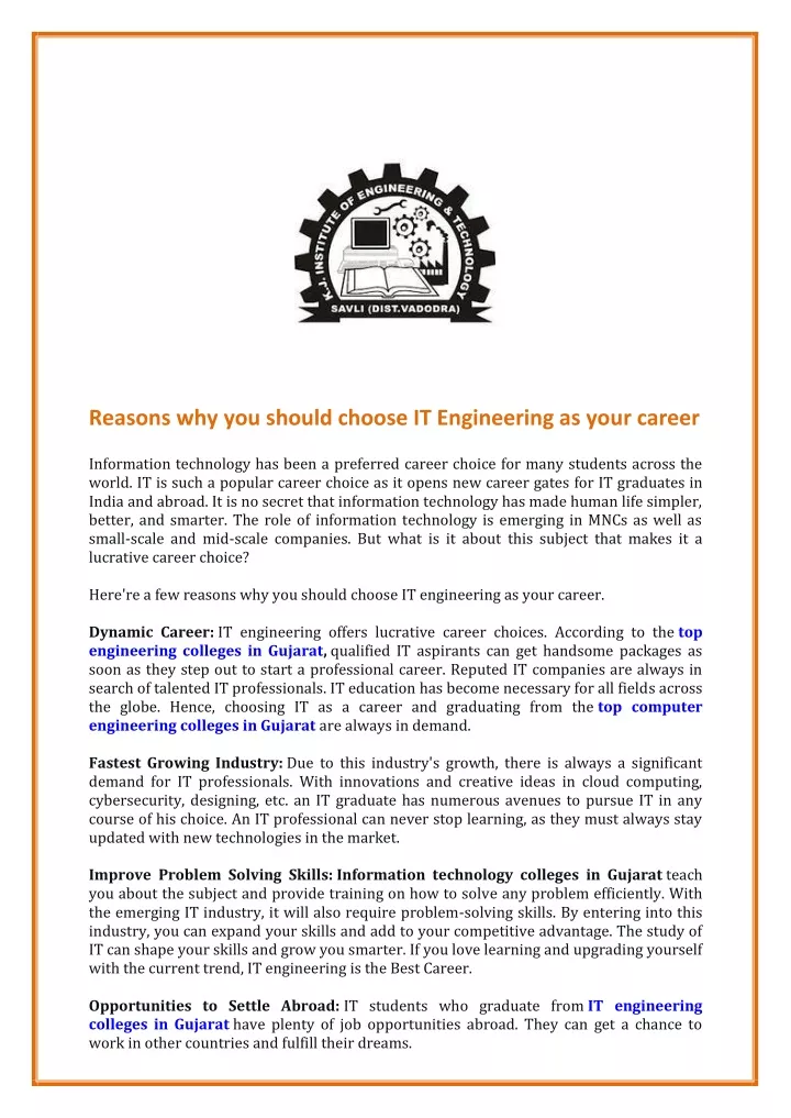 reasons why you should choose it engineering
