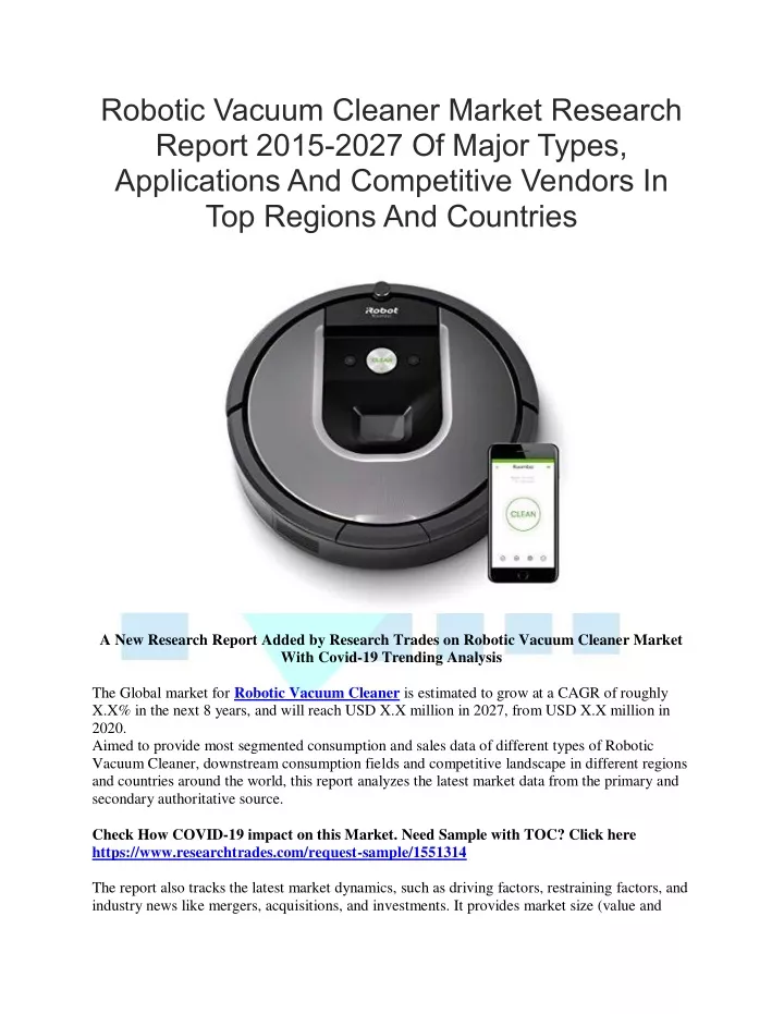 robotic vacuum cleaner market research report
