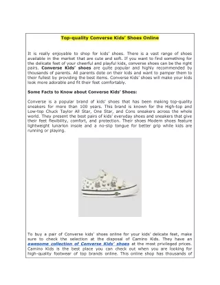 Top-quality Converse Kids’ Shoes Online