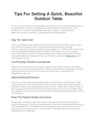 Tips For Setting A Quick, Beautiful Outdoor Table