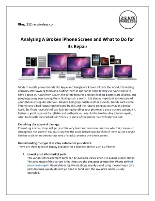 Analyzing A Broken Iphone Screen and What to Do for Its Repair