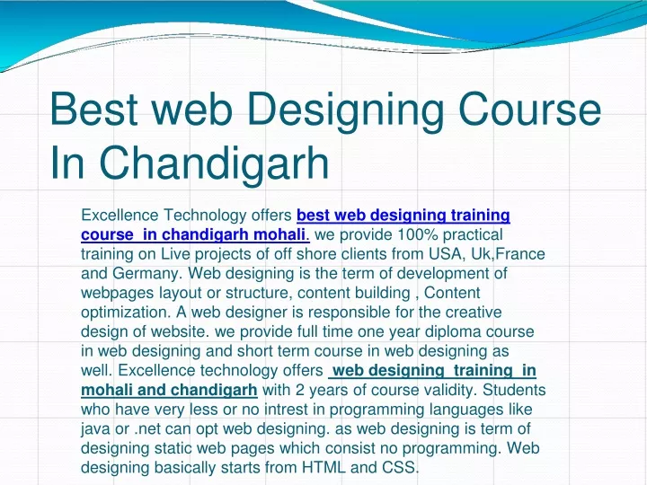 best web designing course in chandigarh