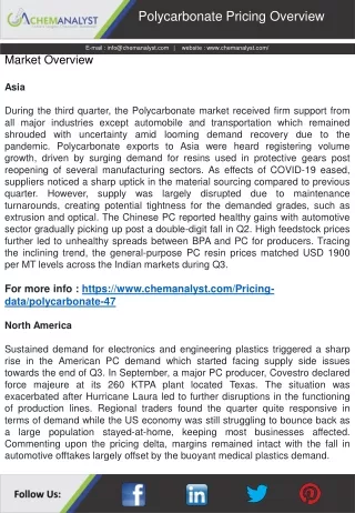 polycarbonate pricing overview