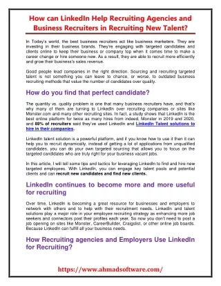 how can linkedin help recruiting agencies