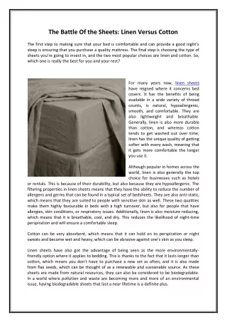 the battle of the sheets linen versus cotton