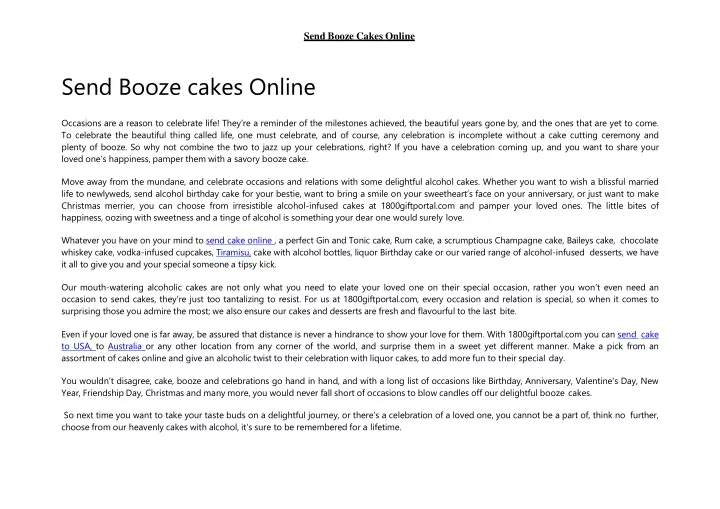 send booze cakes online