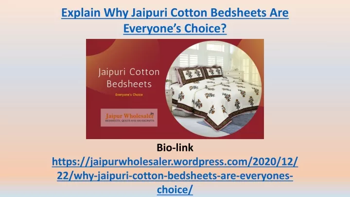 explain why jaipuri cotton bedsheets are everyone