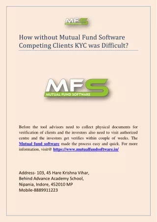how without mutual fund software competing