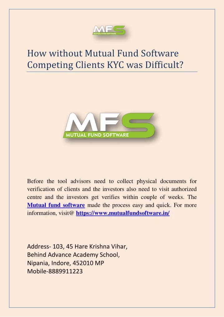 how without mutual fund software competing