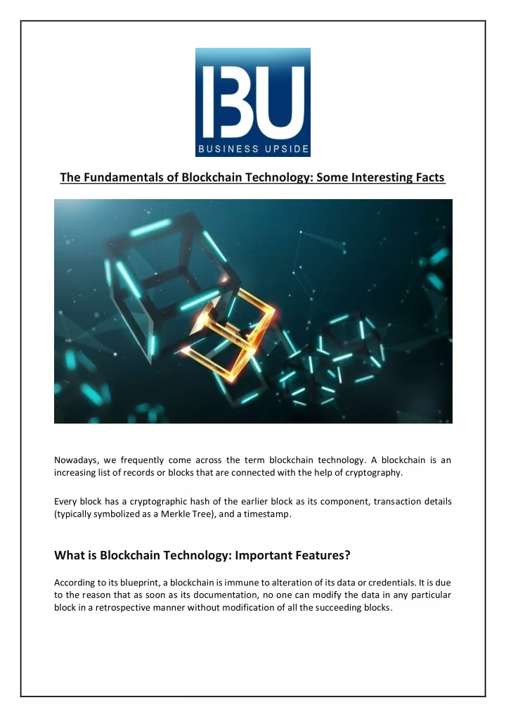 the fundamentals of blockchain technology some