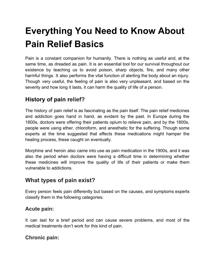everything you need to know about pain relief