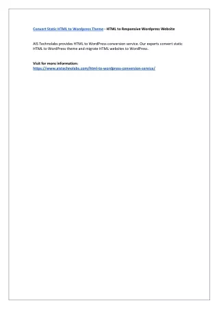 convert static html to wordpress theme html