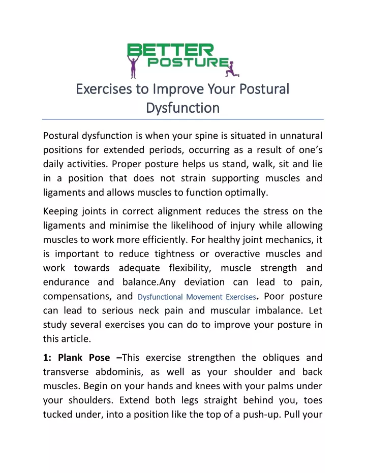 exercises exercises to improve your postural