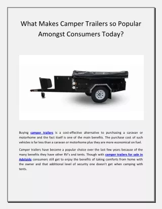 what makes camper trailers so popular amongst