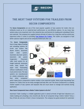 The Best Tarp Systems for Trailers from Secon Components