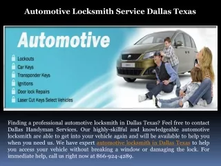 Automotive Locksmith Dallas Texas