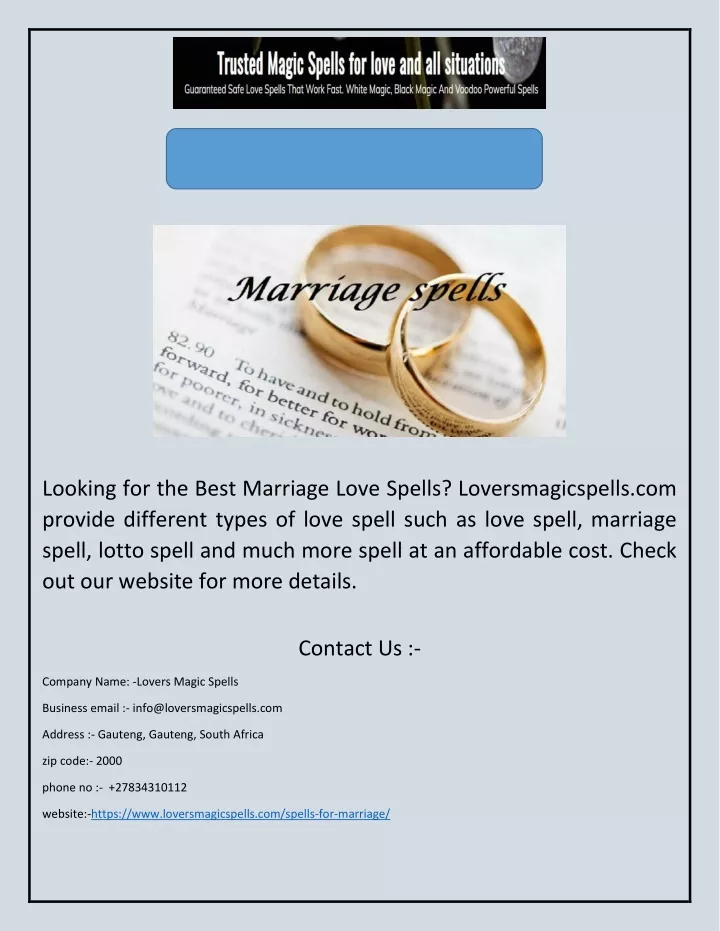 looking for the best marriage love spells