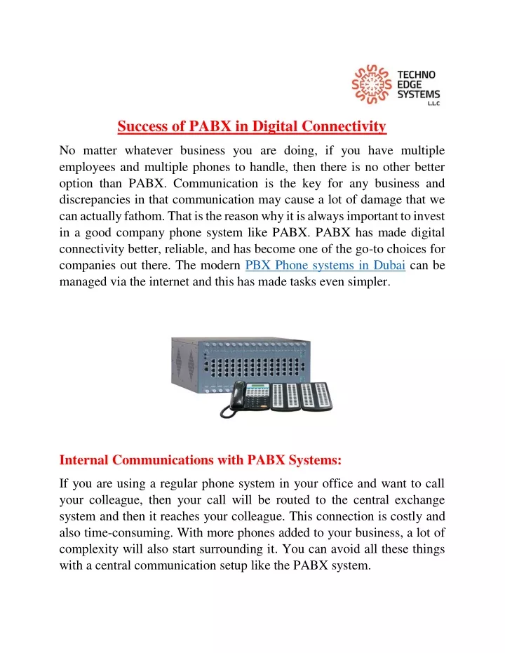 success of pabx in digital connectivity