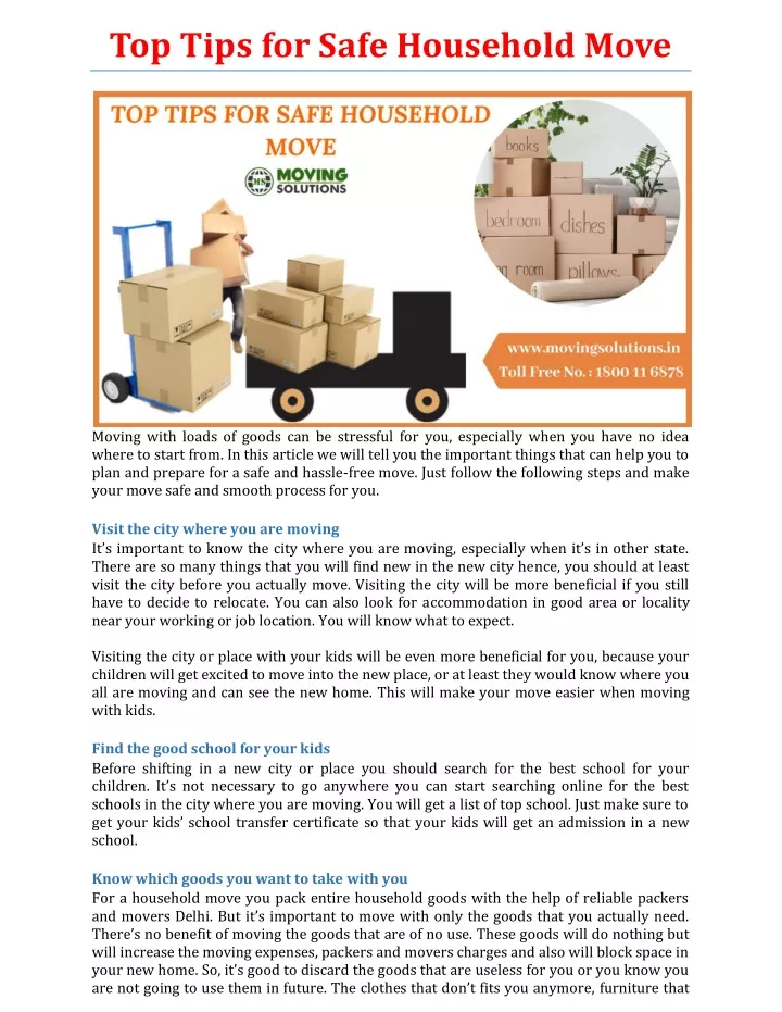 top tips for safe household move