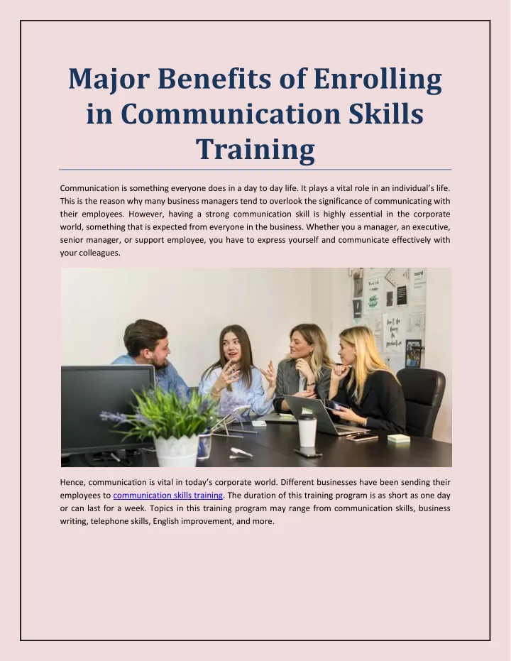 major benefits of enrolling in communication