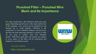 Punched Filter – Punched Wire Mesh and Its Importance